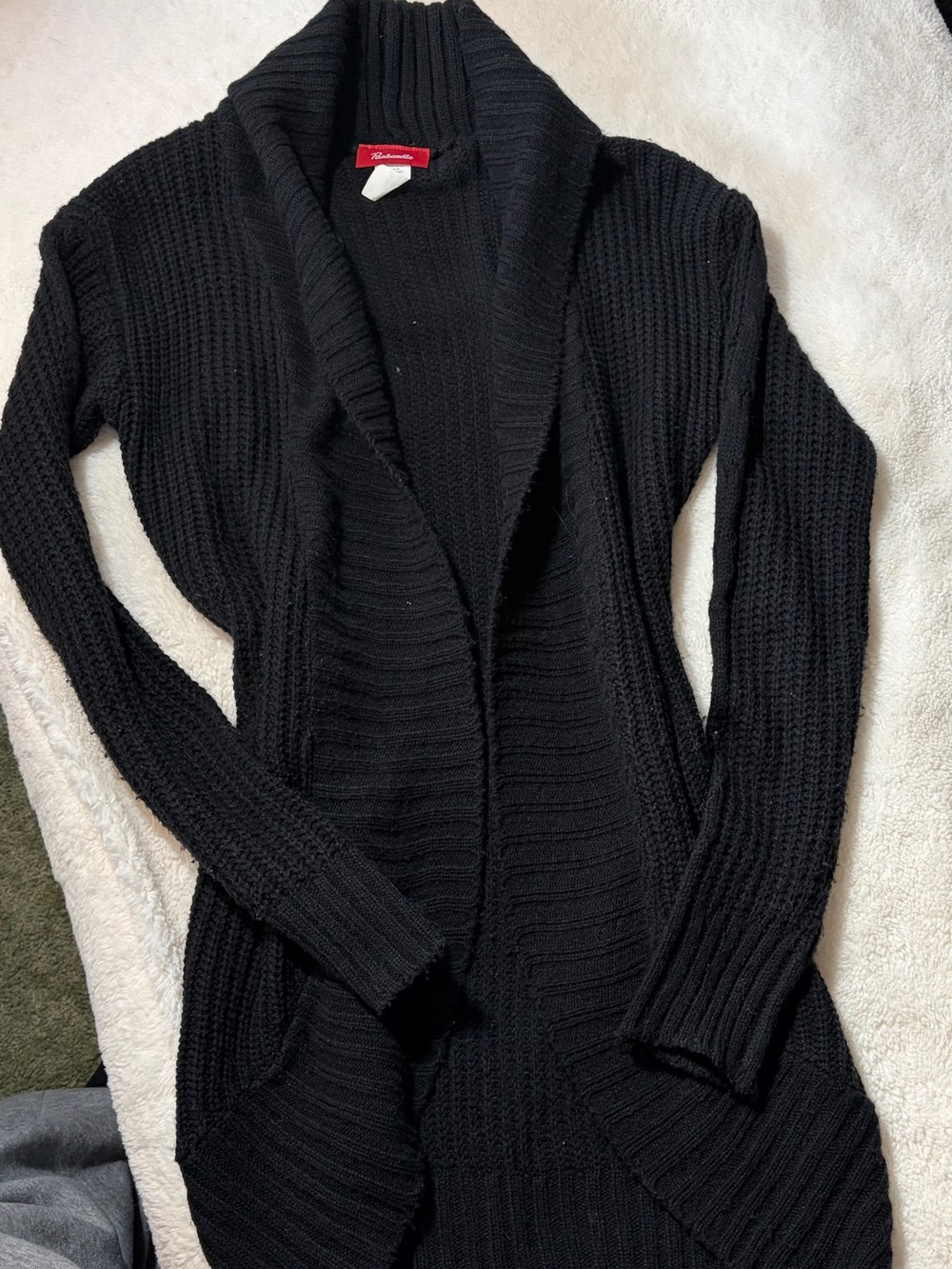 Cozy Black Open-Front Shawl Collar Cardigan